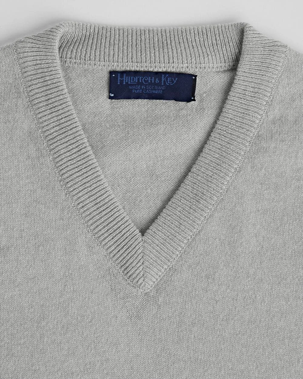 Light Grey V-Neck Cashmere Sweater